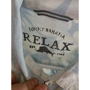 Tommy Bahama Relax Mens Large Linen Blend Floral Button Down Shirt Long Sleeve